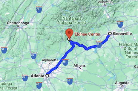 Map showing location of Elohee in North Georgia